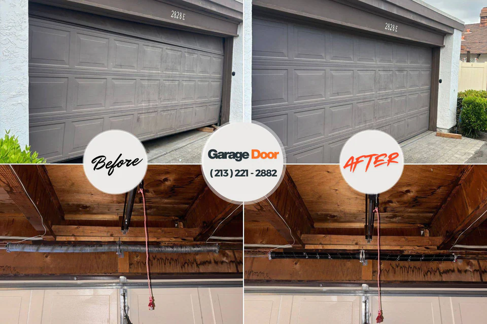 Before and after: garage door repair Myrtle Creek, OR